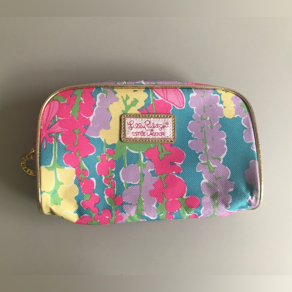 LILY PULITZER for Estee Lauder Floral Hollyhock Cosmetic Make-up Travel Bag